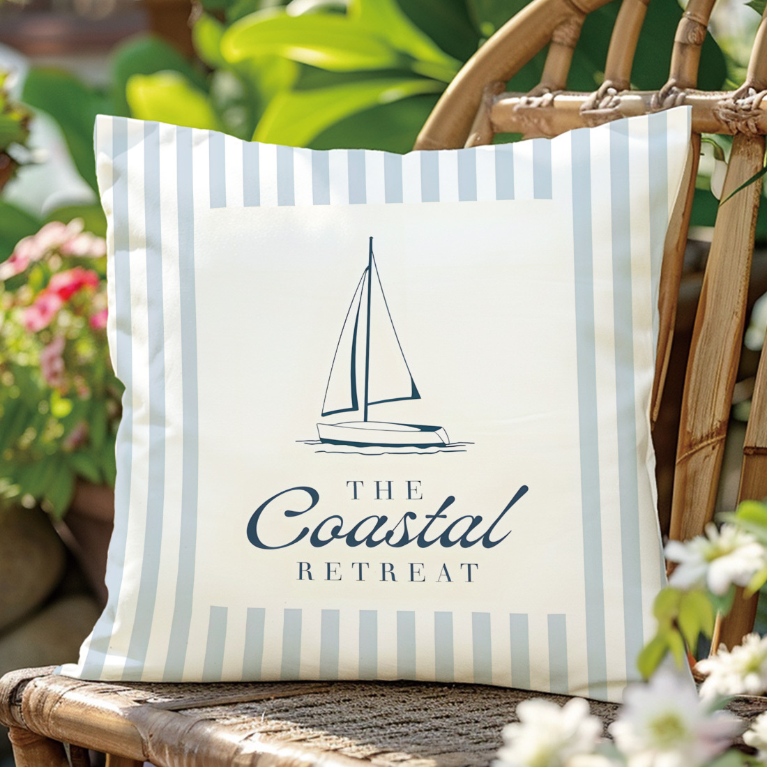 TEMU 1pc Sailing Striped Pillowcase, Flat Printing Decorative Pillowcase, Nordic Style, No Pillow Insert, Invisible Zipper, Modern Minimalist, Living