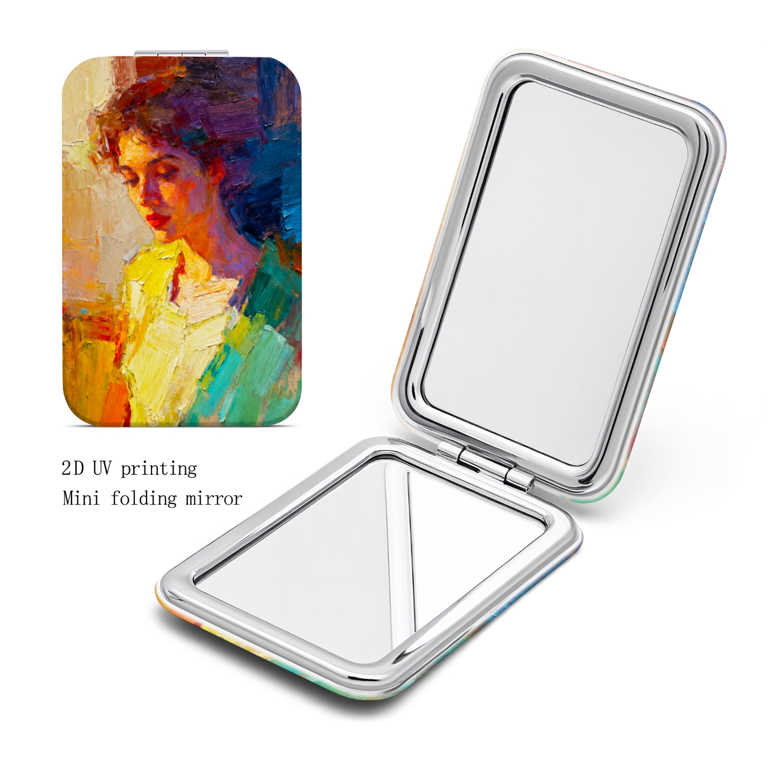 mini makeup mirror a handheld mirror featuring   made of color blocks suitable for travel beach and makeup an elegant portable makeup mirror a compact pocket mirror a stylish item for clean ladies a gift for women
