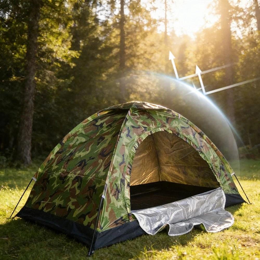 Image of Outdoor Shelter 2-3 Person Camouflage Camping Tent, Pop Up Tent, Automatic Quick Setup Portable Outdoor Shelter For Hiking Backpacking