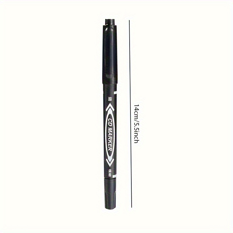 Dual-tip Permanent Marker - Oil-based, Black, With A Fine Point And A Chisel Tip, , Suitable For Drawing And Sketching - For Office, School, And Craft Supplies