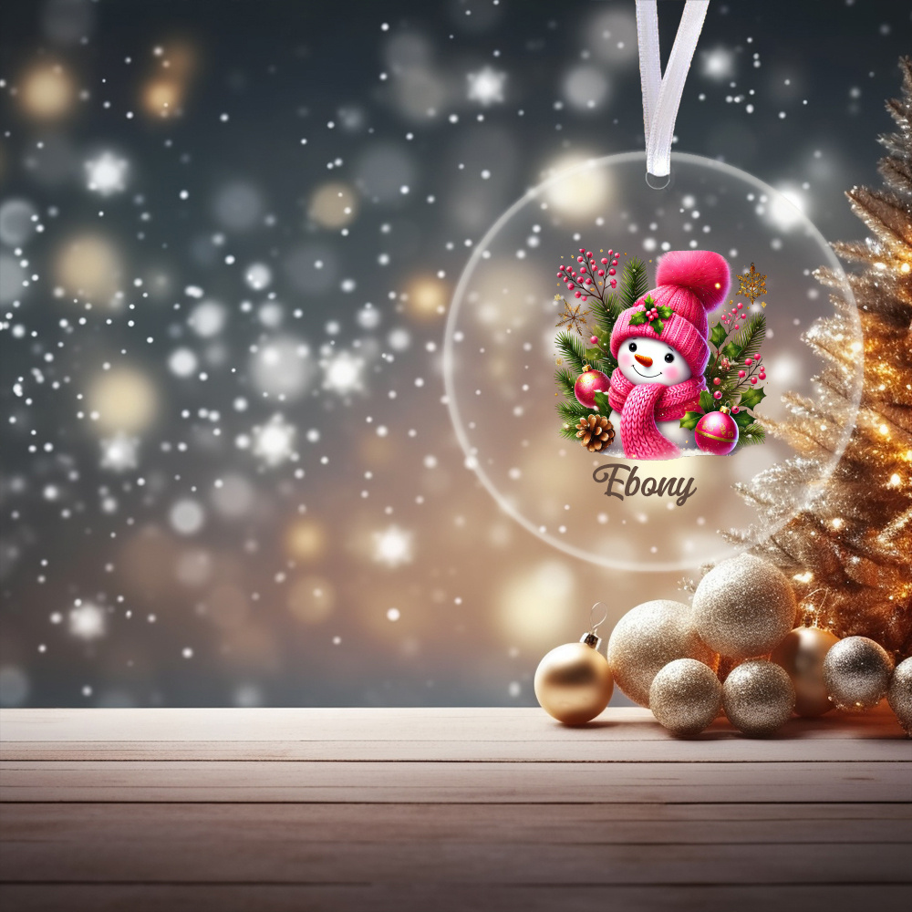 

1pc Personalized Snowman Christmas Ornament Name - Keepsake Decoration, No Or