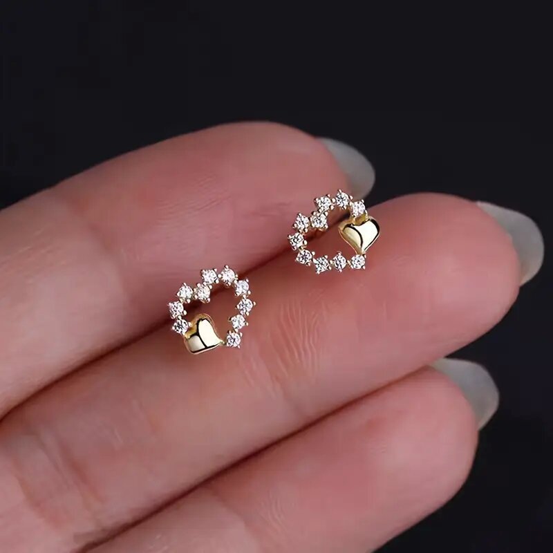 TEMU Pendientes de botón de lujo para mujer, diseño de hueco, circonita sintética, moda, regalo para
