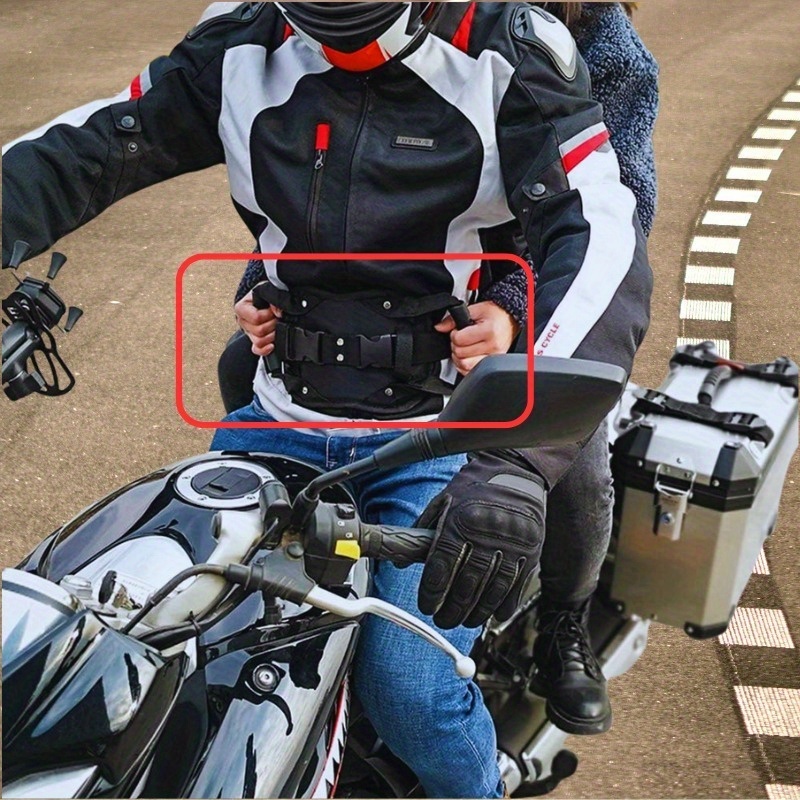 TEMU 1pc Asa de Respaldo para Motocicleta, Correa Reforzada Ajustable, Asa de Respaldo de Cinturón Negro, Correa de Agarre para Asiento de Accesorio
