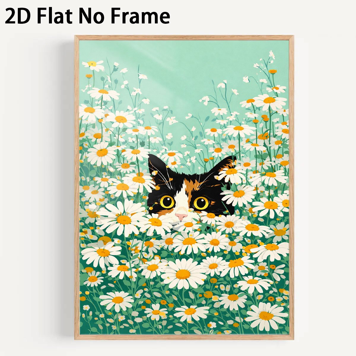 TEMU 2d Flat, 2d Flat, 1pc Whimsical 2d Art Prints Featuring Daisies, Suitable For Wall Decoration. Unframed Canvas Artworks Can Enhance The Decor Of