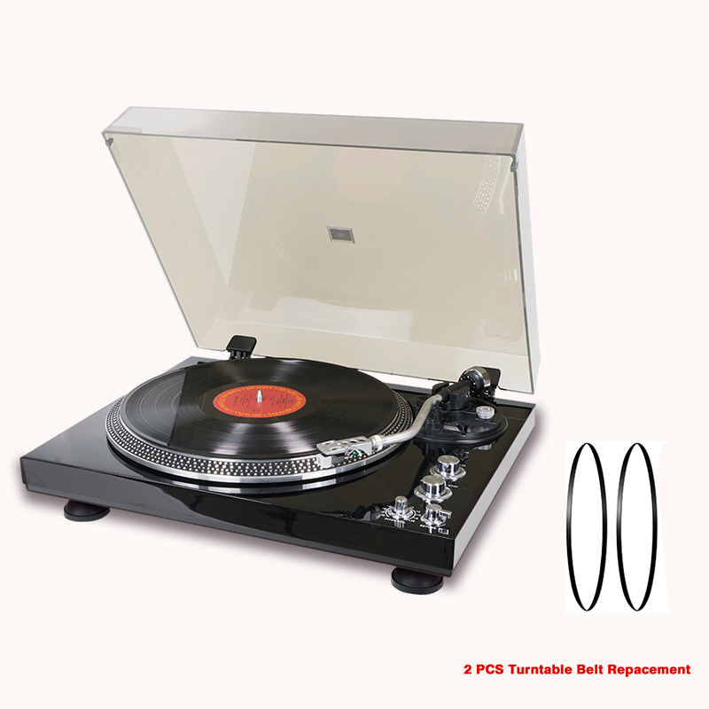 Image of Retro Record Player, Belt-drive Vinyl Turntable With Aluminum Platter, Glossy End, Built-in Preamplifier, 33/, Rca Output, With 2 Turntable Belts. Perfect Valentine's Day Gift