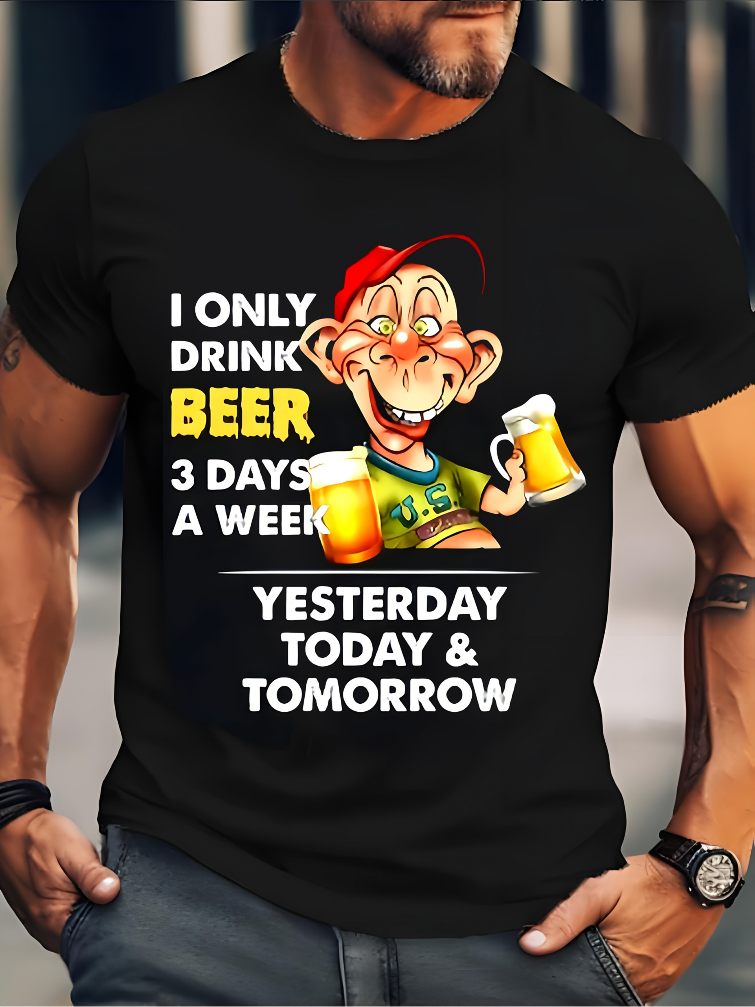 funny beer lover graphic t shirt i only drink beer for   humorous design   style short sleeve unisex top casual sportswear   heat transfer print