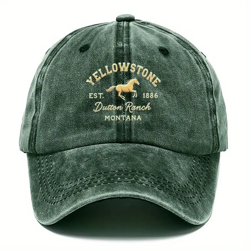 item picture 1pc "YELLOWSTONE" Men's and Women's Baseball Cap Spring Summer Versatile Retro Soft Top Casual Baseball Cap Dad Hat Vintage Washed Cap Personality Hat