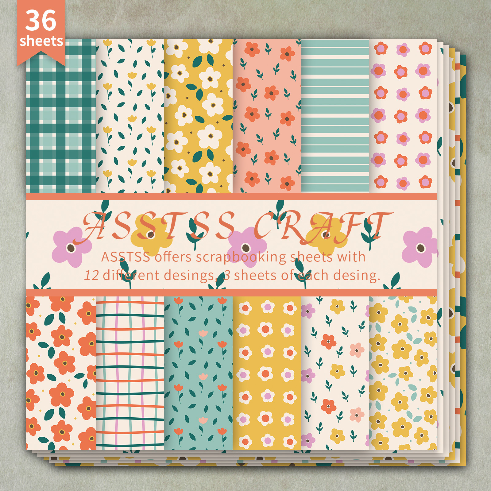 TEMU di carta per scrapbooking da 36 fogli, dimensioni 6X6 pollici, con un design a quadri freschi. Questo cartoncino pesante 癡 per journaling,