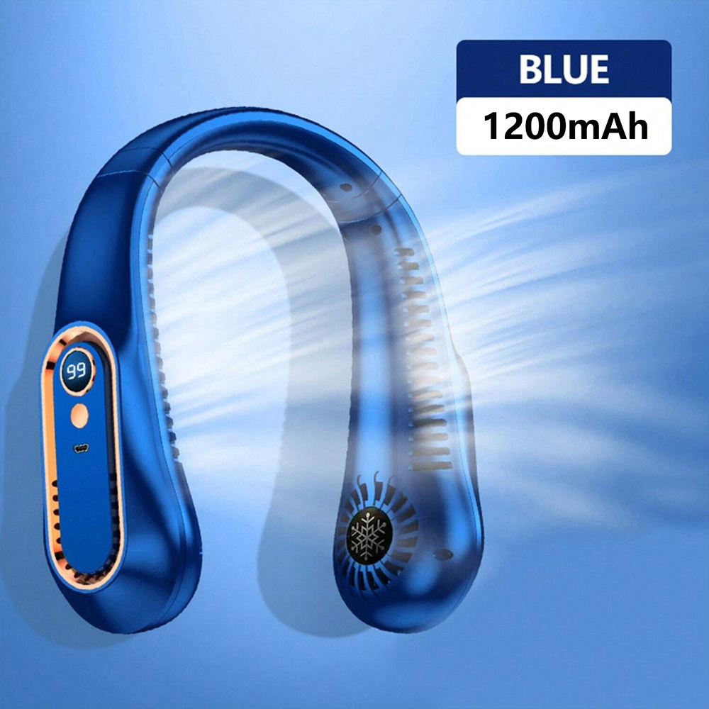 sports   mini bladeless neck fan ultra long   5 gear adjustable silent usb charging with  