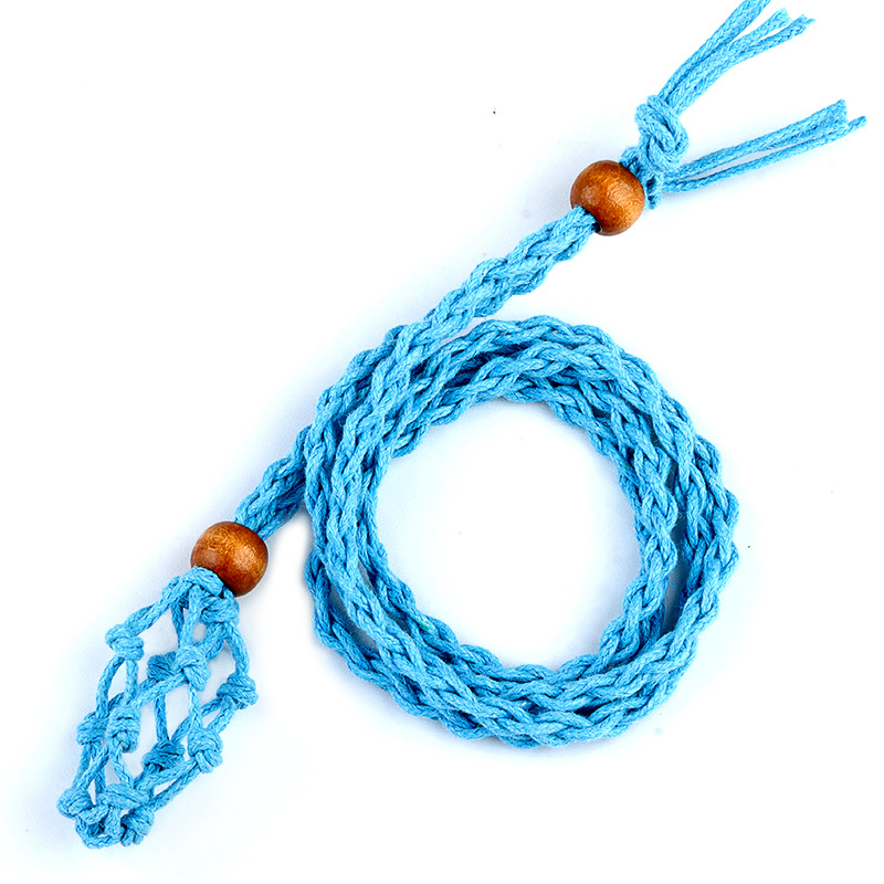 2pcs Handmade Adjustable Braided Net Bag Necklace with Stone Pendant