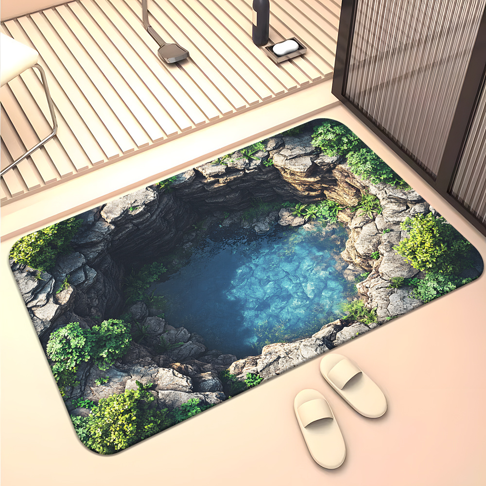 TEMU Tapis de Porte Design Citerne 3D Polyvalent - Antidérapant, Lavable en Machine, en Polyester pour Salle de Bain, Chambre, Salon & Plus - Parfait