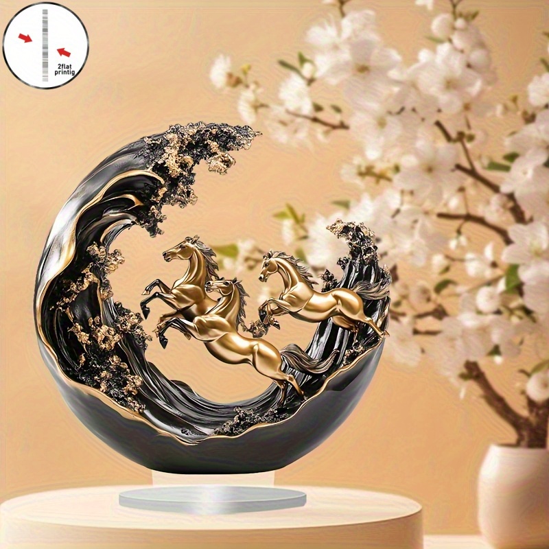 TEMU 2d Flat, 1pc Bohemian Horse Table Decor - Modern Minimalist Running Horse, 2d Flat Acrylic Desktop Accessory Suitable For Office, Home, Café,
