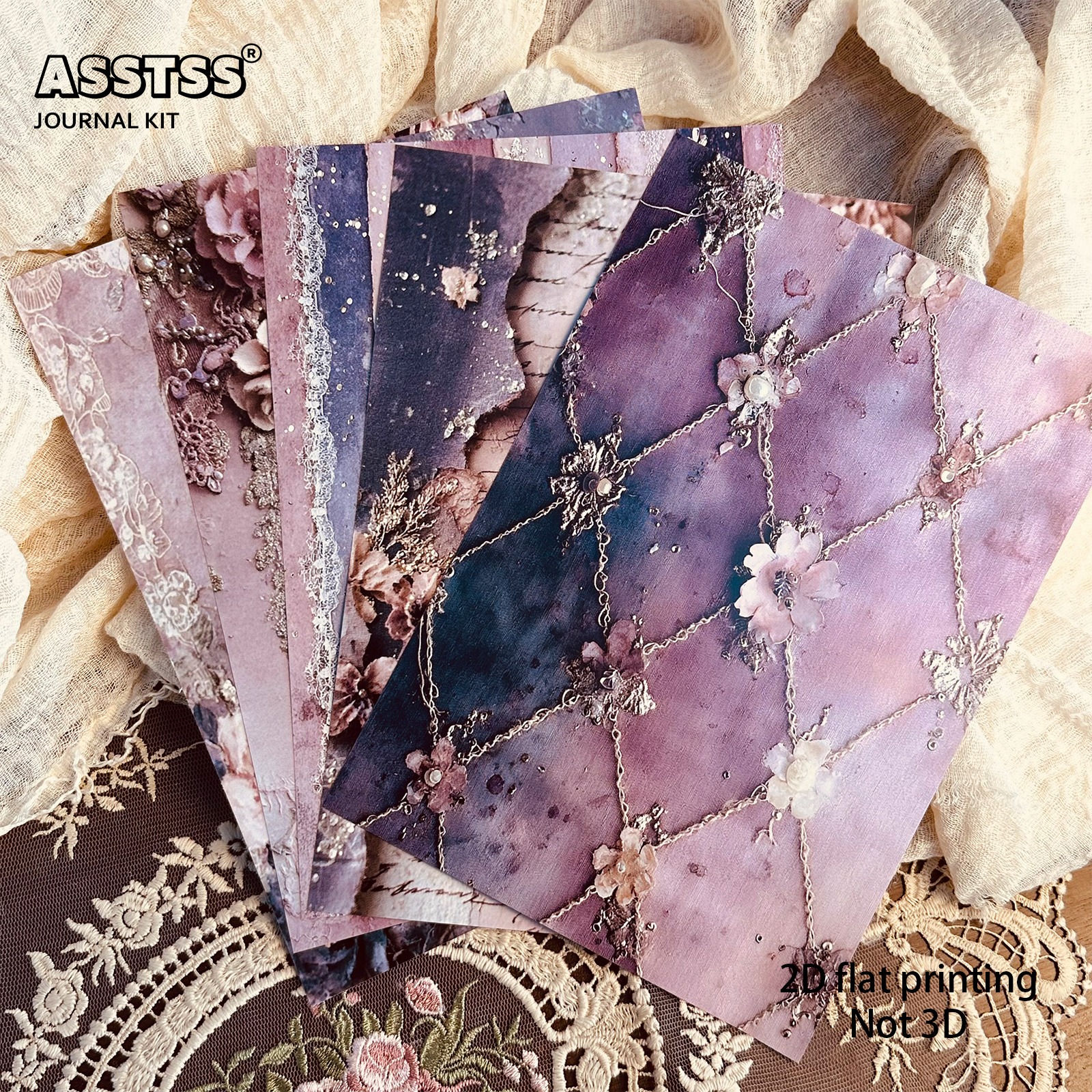 TEMU 20-sheet A5 [2d Flat] Vintage Purple Victorian Mixed Media Collage Junk Journals, Scrapbook Decoration Paper Pads, Suitable For Arts And Crafts,