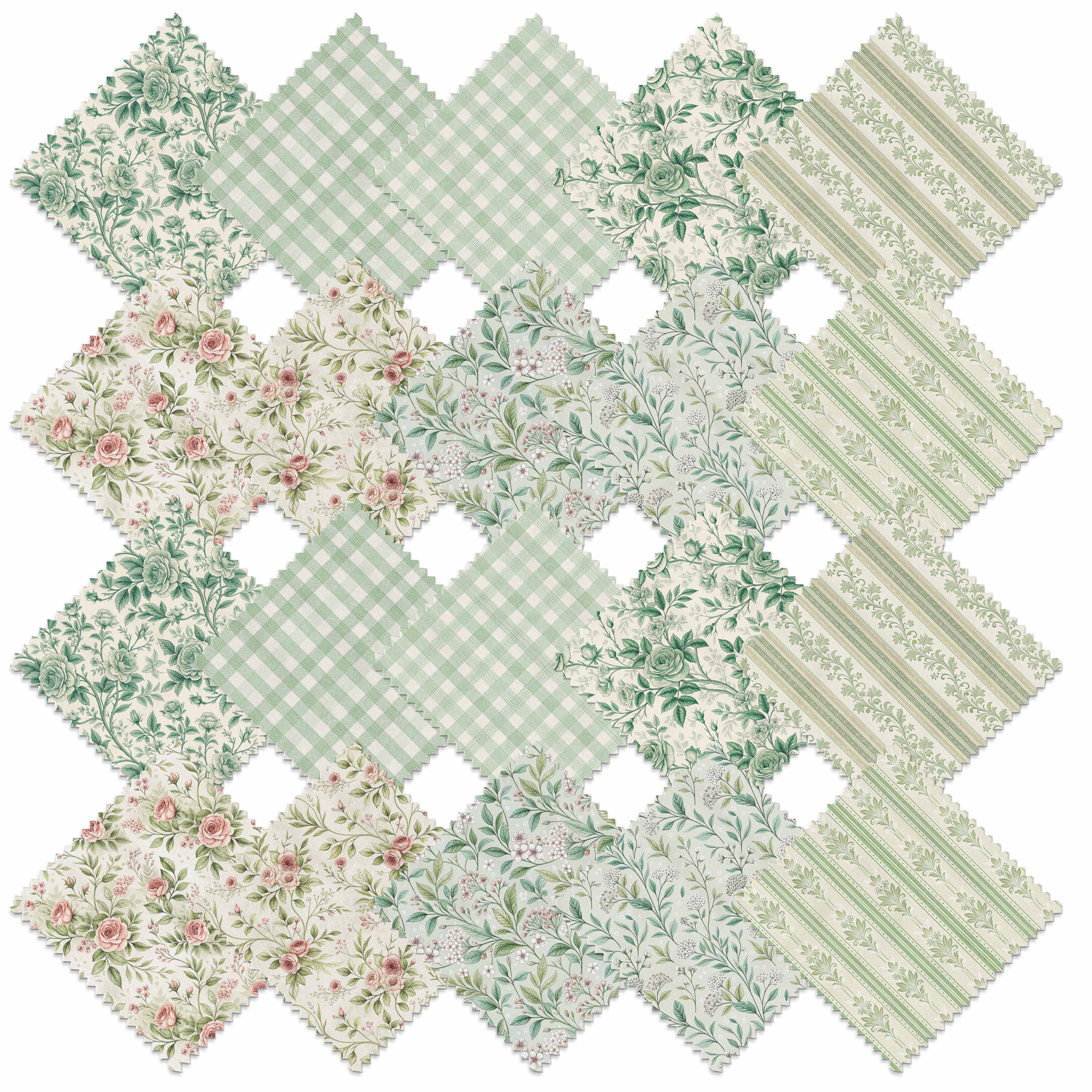 TEMU 20pcs 10"x10" (25.4cm X 25.4cm) Fresh Elegant Pastoral Style Rose Vine And Plaid Retro Printed Series, Halloween And Christmas Styles, Pre-cut