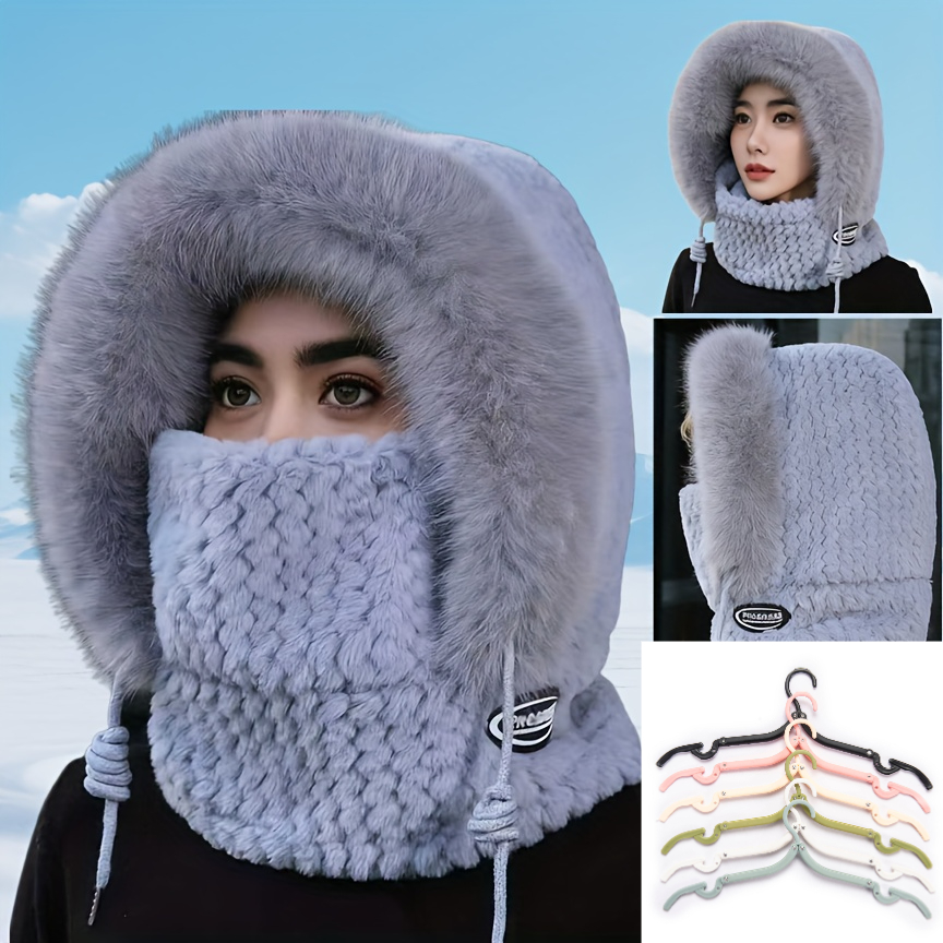 2pcs Set Winter Hat and Folding Clothes Rack, Unisex