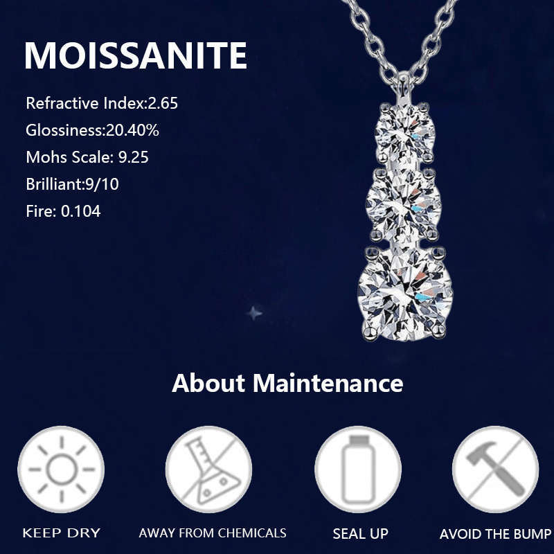 925 Sterling Silver 1.8-Carat Moissanite Silvery Style Necklace