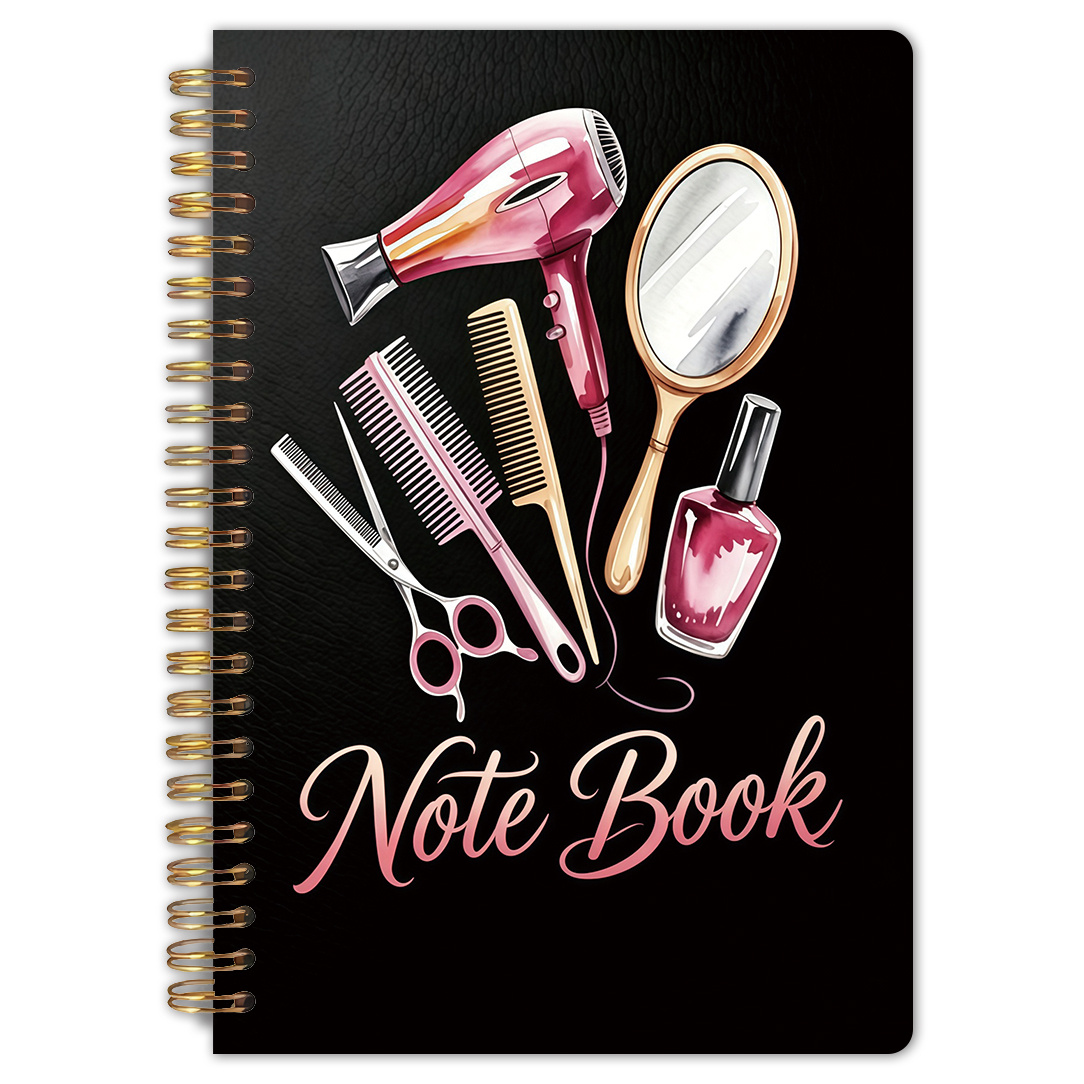 TEMU 1pc Salon-themed Spiral Notebook Suitable For Hairdressers & - Compact Hair Stylist Journal With Daily Planner, Durable Spiral Binding, Haircut