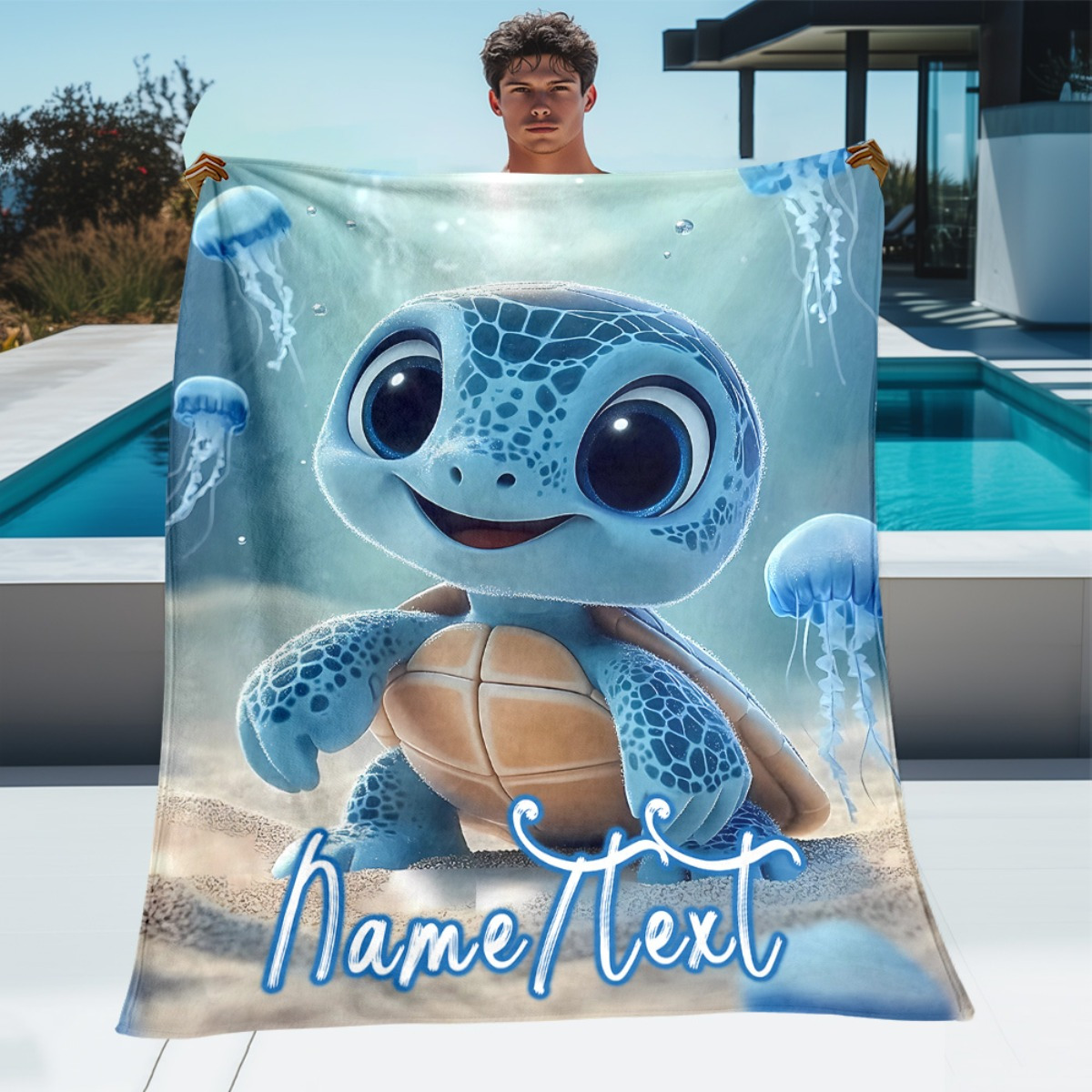 TEMU 1pc Custom Name Character Portable Blanket- Lightweight Flannel Throw For Sofa Bed Travel Camping, Livingroom Office Couch Chair, And Bed -