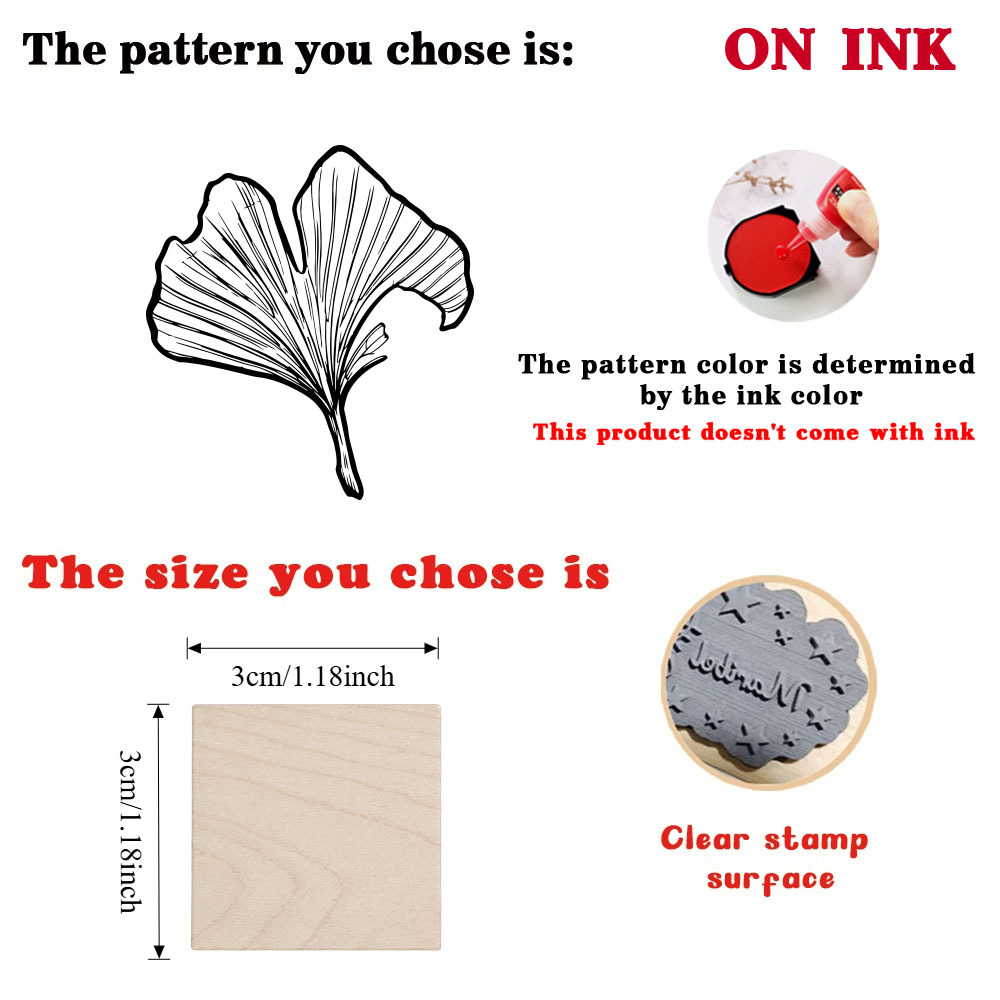 Vintage Classic Fan-Shaped Ginkgo Leaf Wooden Stamp