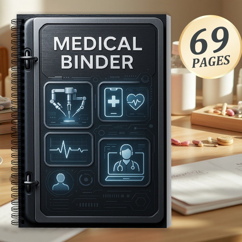 TEMU Classeur de pour les informations médicales personnelles, cahier à spirale moderne de technologie médicale, livre de santé pour la traçabilité