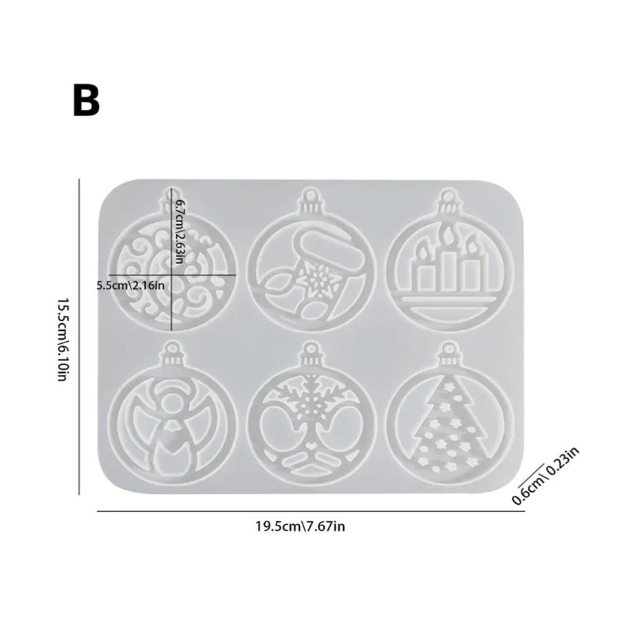 TEMU [resin Mold] Christmas Pendant Silicone Mold-round Hanging Resin Mold-concrete Plaster Snowflake/bell//pendant Mold-christmas Tree Decoration