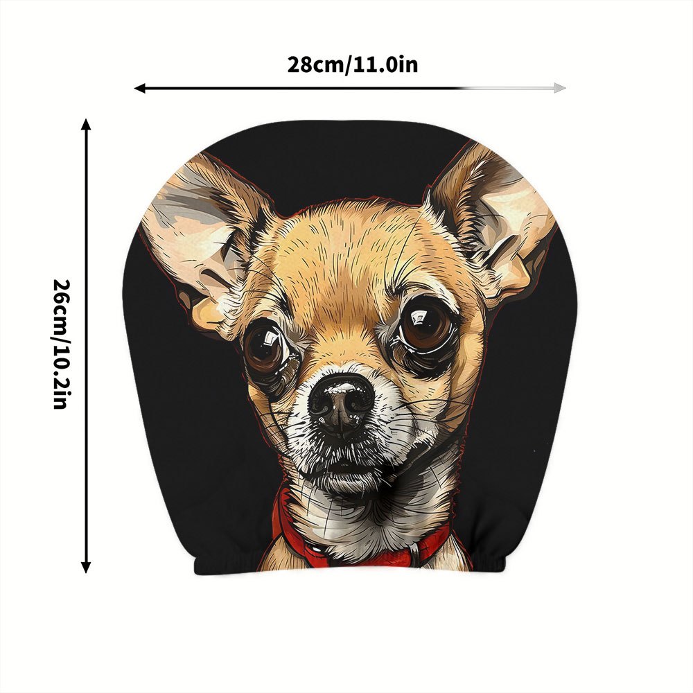 TEMU 2pcs Cute Chihuahua Print Headrest Covers, Fit For Vehicle Decoration And . Suitable For Daily Commuting & Long Trips To Protect Seats While
