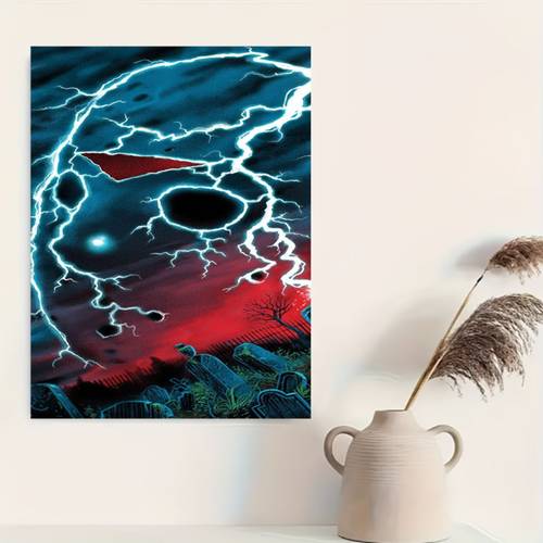 2d flat 1pc canvas painting 30x40cm40x60cm horror movie poster with skull and lightning suitable for wall and bathroom decoration