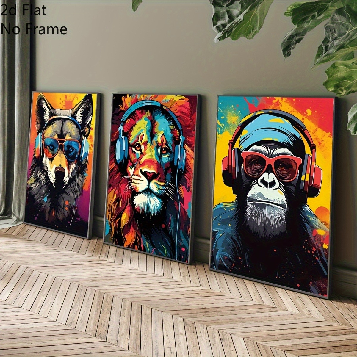 TEMU 2d Flat, 2d Flat, 2d Flat 3 2d Posters Featuring , Wolves, And For A Game, Including Game Prints, Player Prints, Graffiti Wall Art, Decor For A