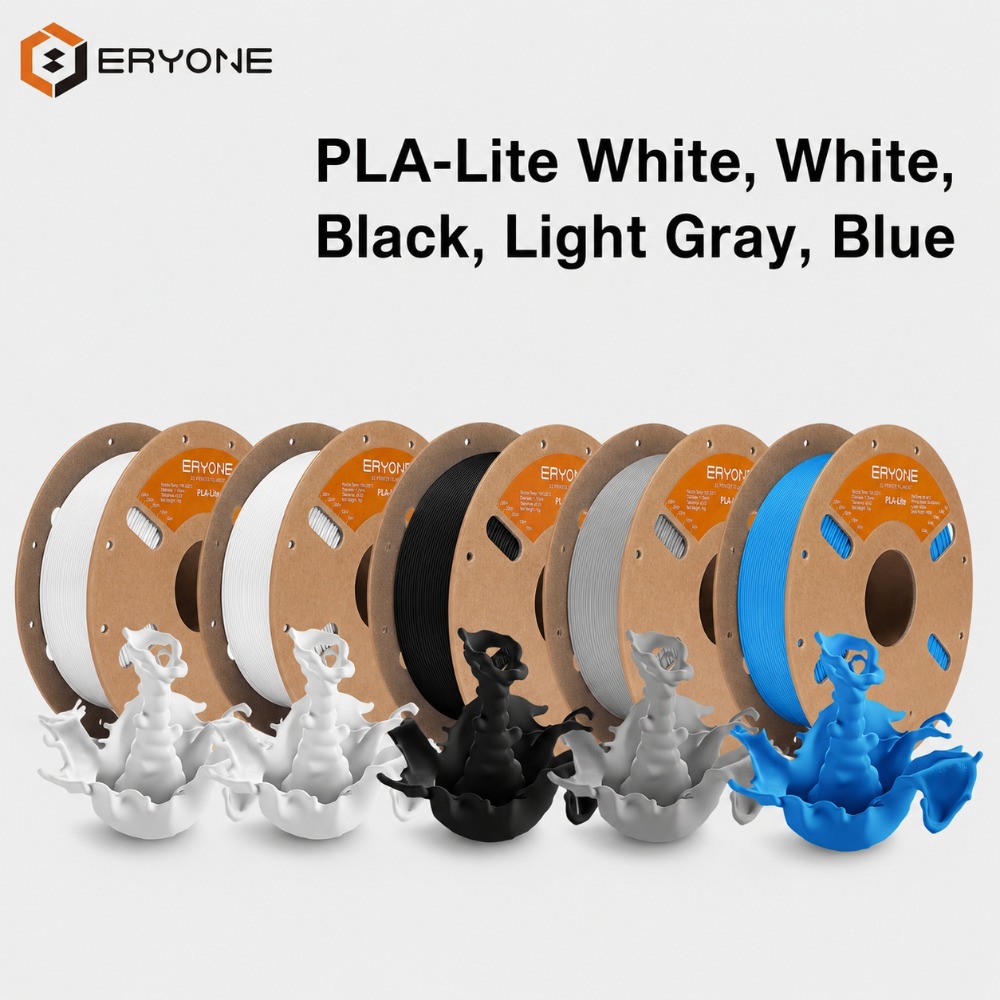Eryone Pla Lite Set 3d Printing Supplies Filament For 3d Printer, 5 Rolls(5kg Total), 1.75mm +/-0.03mm Tolerance, Smooth Feeding