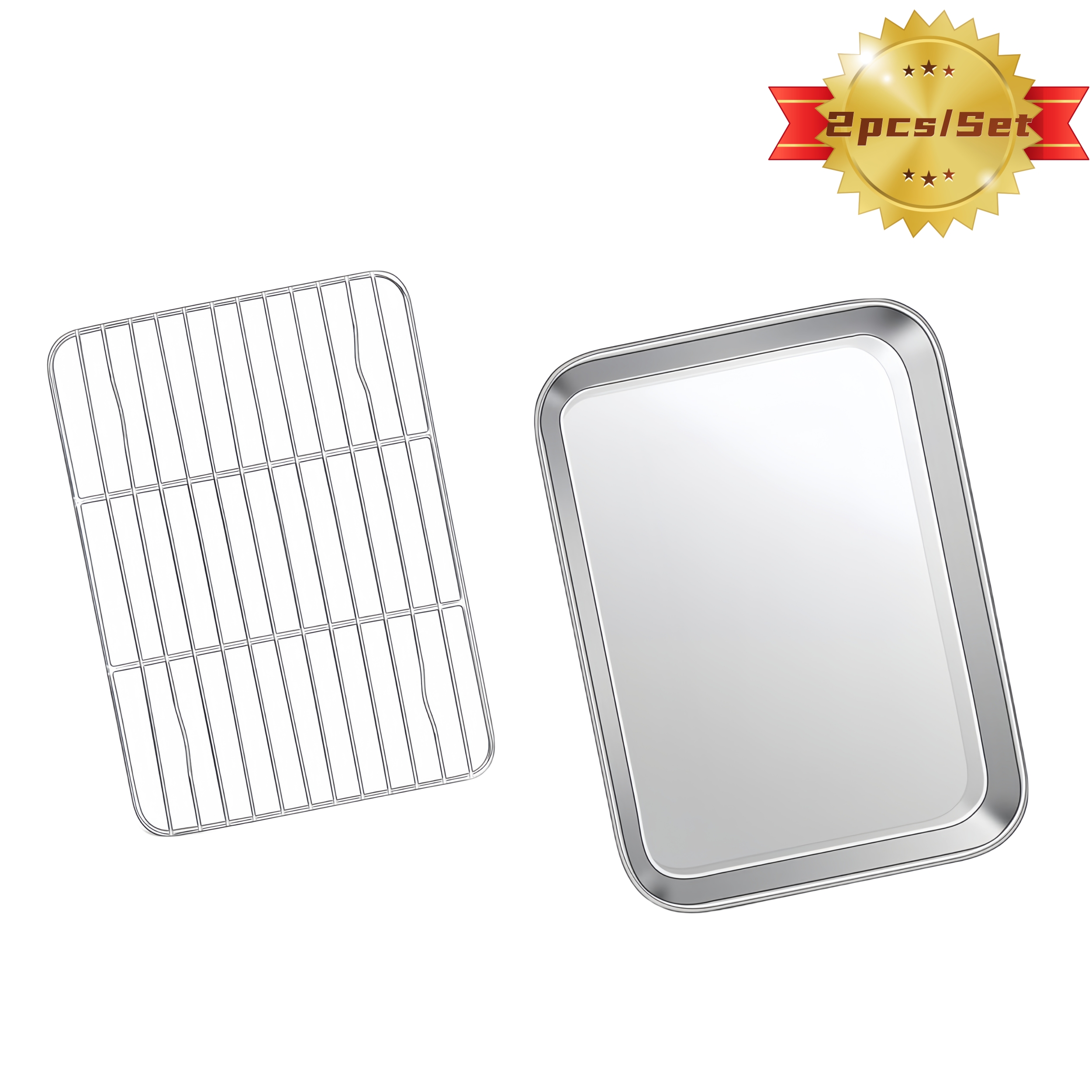 E-shop 2er-Set Backblech Gitter, Edelstahl Keksbackform mit Abkühlrost, & , spülmaschinengeeignet – für Outdoor-Picknick-Partys, BBQs oder als