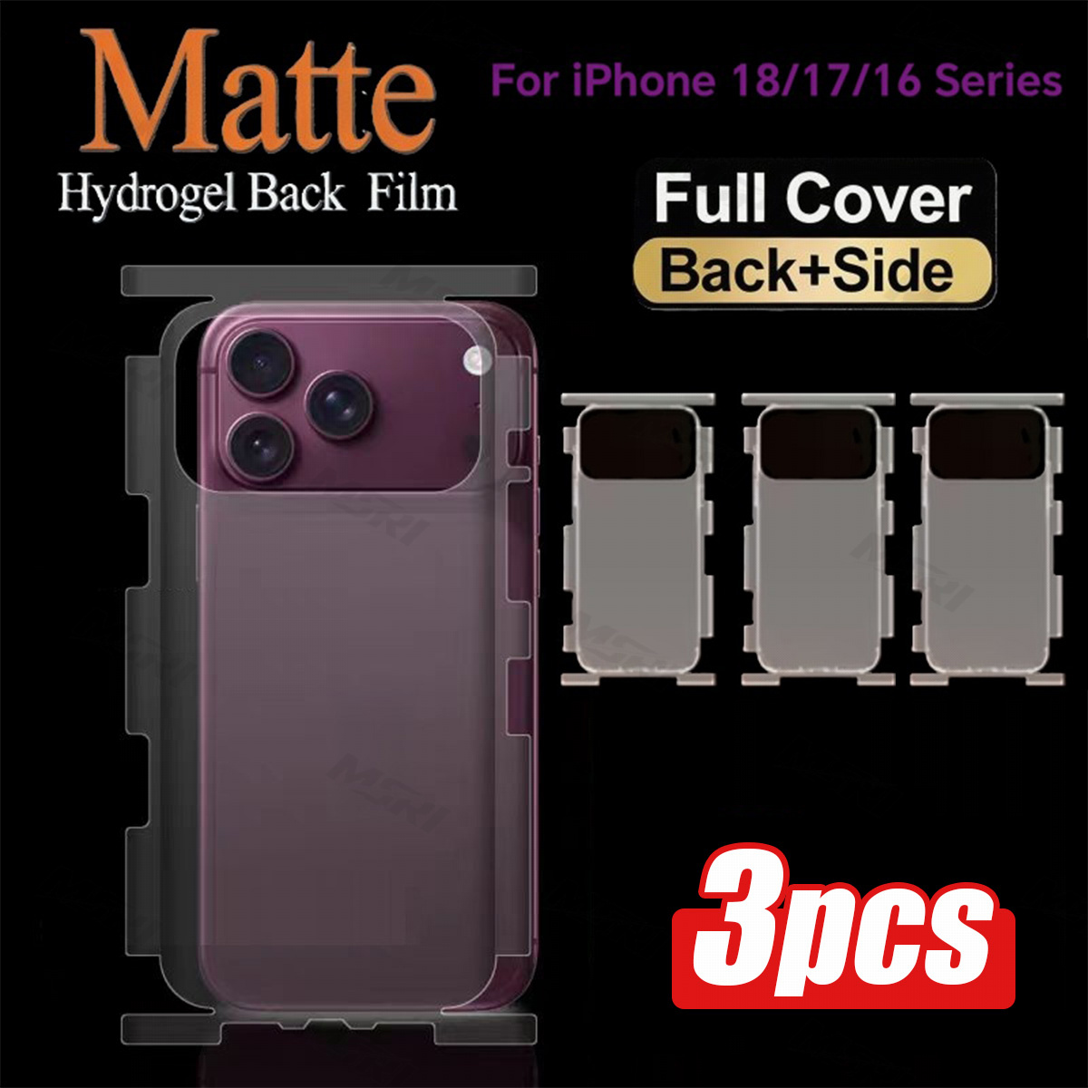 TEMU Ensemble 3 pièces (Pack Complet Coque Arrière Dépolie) Protection d'écran Mat Couverture Complète, Compatible avec Iphone 18 Pro Max/18 Pro/17