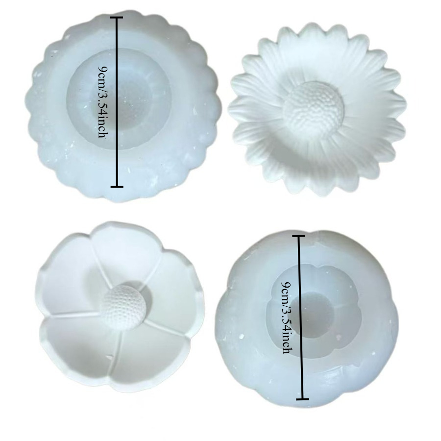2pcs Flower Silicone Plaster Mold, Chrysanthemum Decoration Ornament, Candle Making Mold