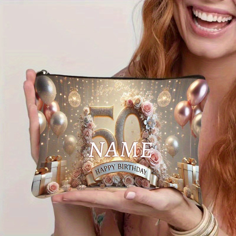 TEMU 1pz Borsa Trucco Personalizzata con /Testo - Cosmetico Personalizzato con il Tuo , Borraccia da Viaggio Fai da Te, Regalo per & (Aggiungi /)