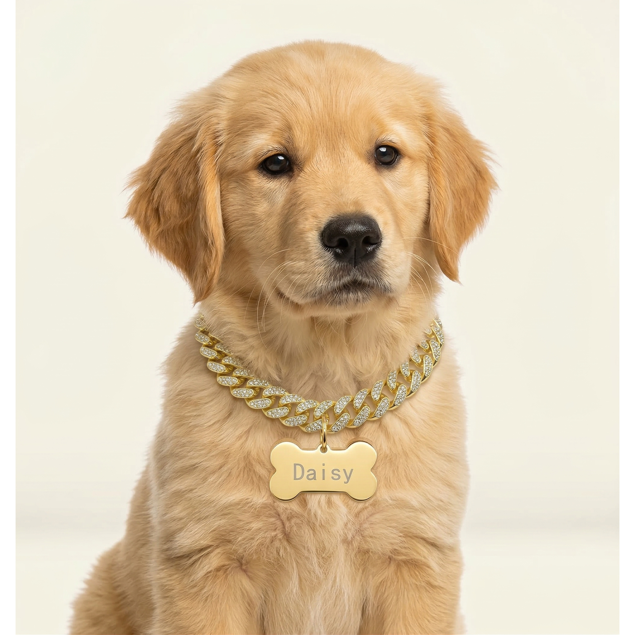 Personalized Fashion Pet Collar with Customizable Bone-Shaped ID Tag