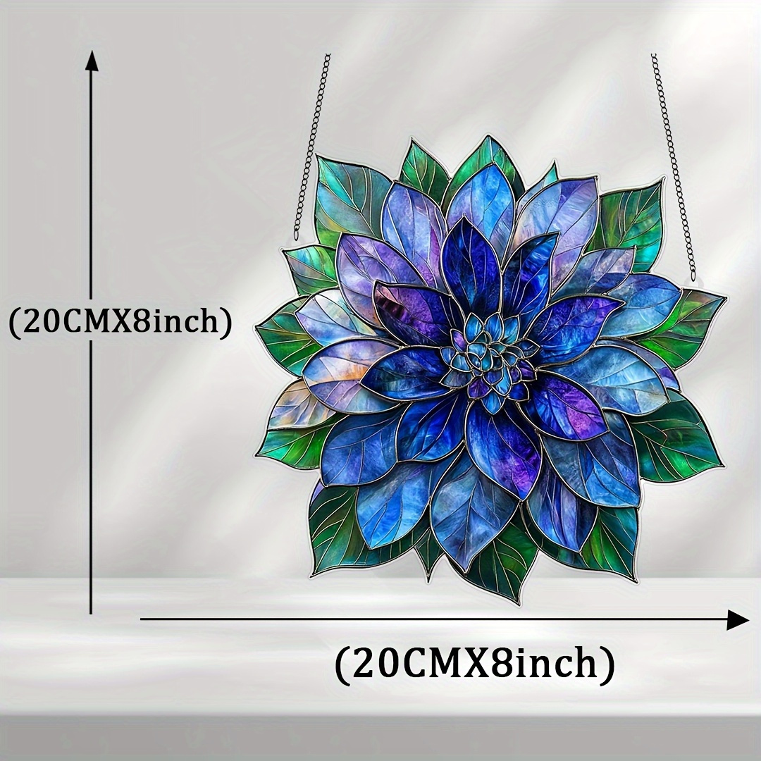TEMU 2d Flat, Dahlia Acrylic Suncatcher Floral Wall Hanging, Suitable For Living Room Decor And Outdoor Patios, An For Mother's Day, Birthdays,