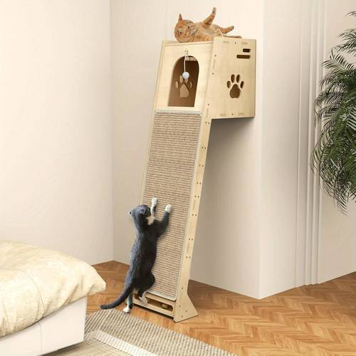 59 inch indoor cat tree multi level cat tower with scratching posts pet furniture for large apartments with climbing ladder platforms and cat entertainment toys for indoor cats and kittens to play exercise and rest with anti