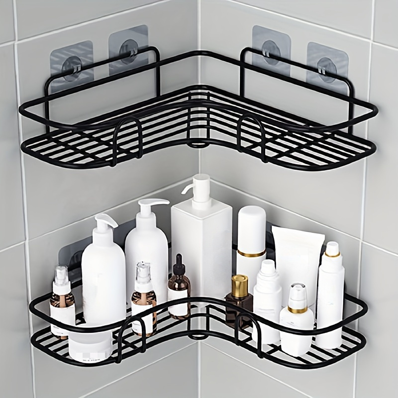 1pc no drill corner rack bathroom rack wall mounted toilet storage cabinet bathroom shampoo toner cosmetics storage rack bathroom accessories details 2