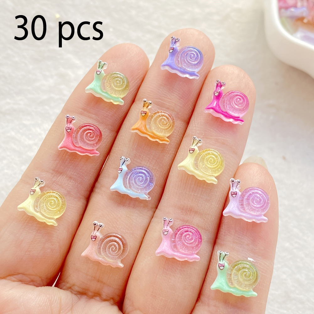 TEMU 30pcs Resin Cute Mini Colorful Cartoon Snail Nail Art Decorations, Random Colors, For Nail Art, Scrapbooking, Diy Wedding Decorations, Ideal Gift For Valentine's Day, Easter, And