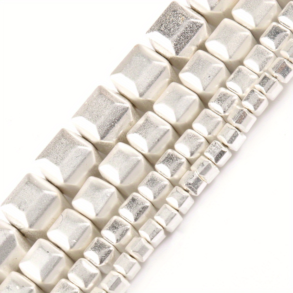 

3/4/6/8mm Natural Silvery Color Hematite Beads Cube Square Shape Loose Spacer Beads For Jewelry Making Diy Bracelets Necklace Accessories