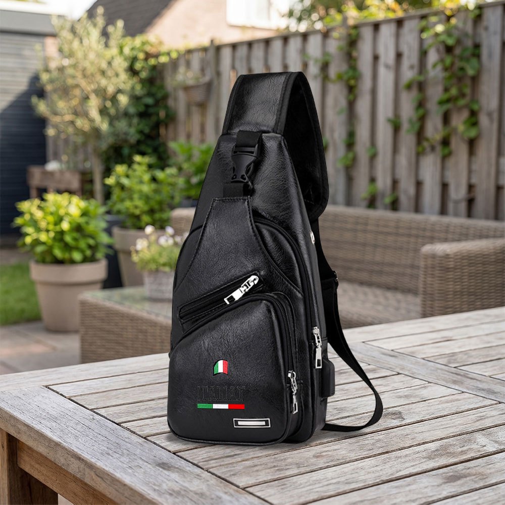 Sac Bandoulière Sport Homme — Style Italy Multipoches Nouveau Sac Bandoulière de Sport en Plein Air ITALY pour Homme, Sac Banane, Sac de Poitrine de Sport, Sac à Bandoulière Décontracté avec Sangle Réglable et Conception Multi-Poches, Convient pour le Voyage, la Pêche et les Trajets Quotidiens