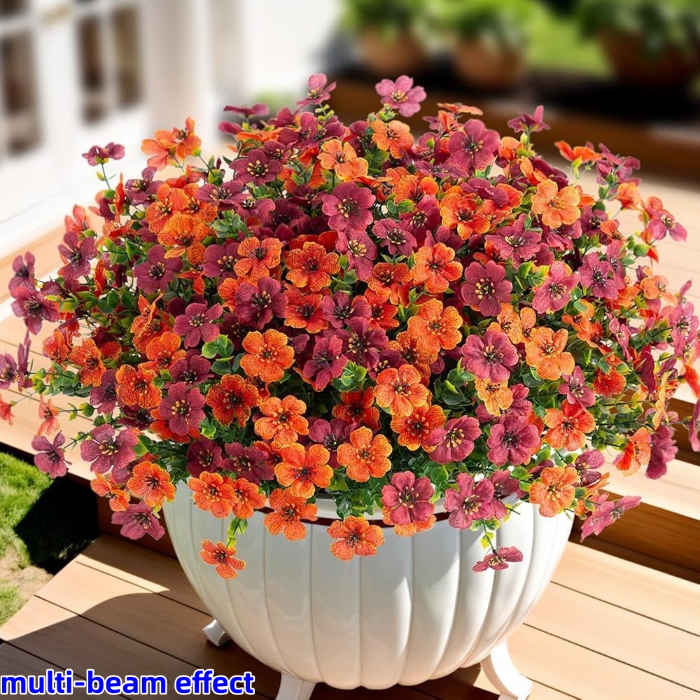 34 künstliche Gänseblümchen Herbstblumen für die Außendekoration, künstliche Seiden-Gänseblümchen für Außenpflanzerben UV-beständiger, realistischer Look für * *tür, Veranda, Terrasse, Hof (Orange