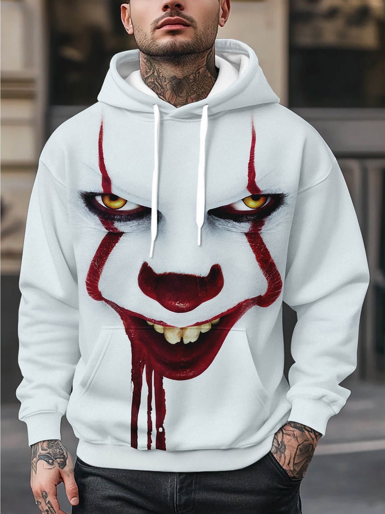 WB Joker grafische herenhoodie - Quinn Face Paint Design