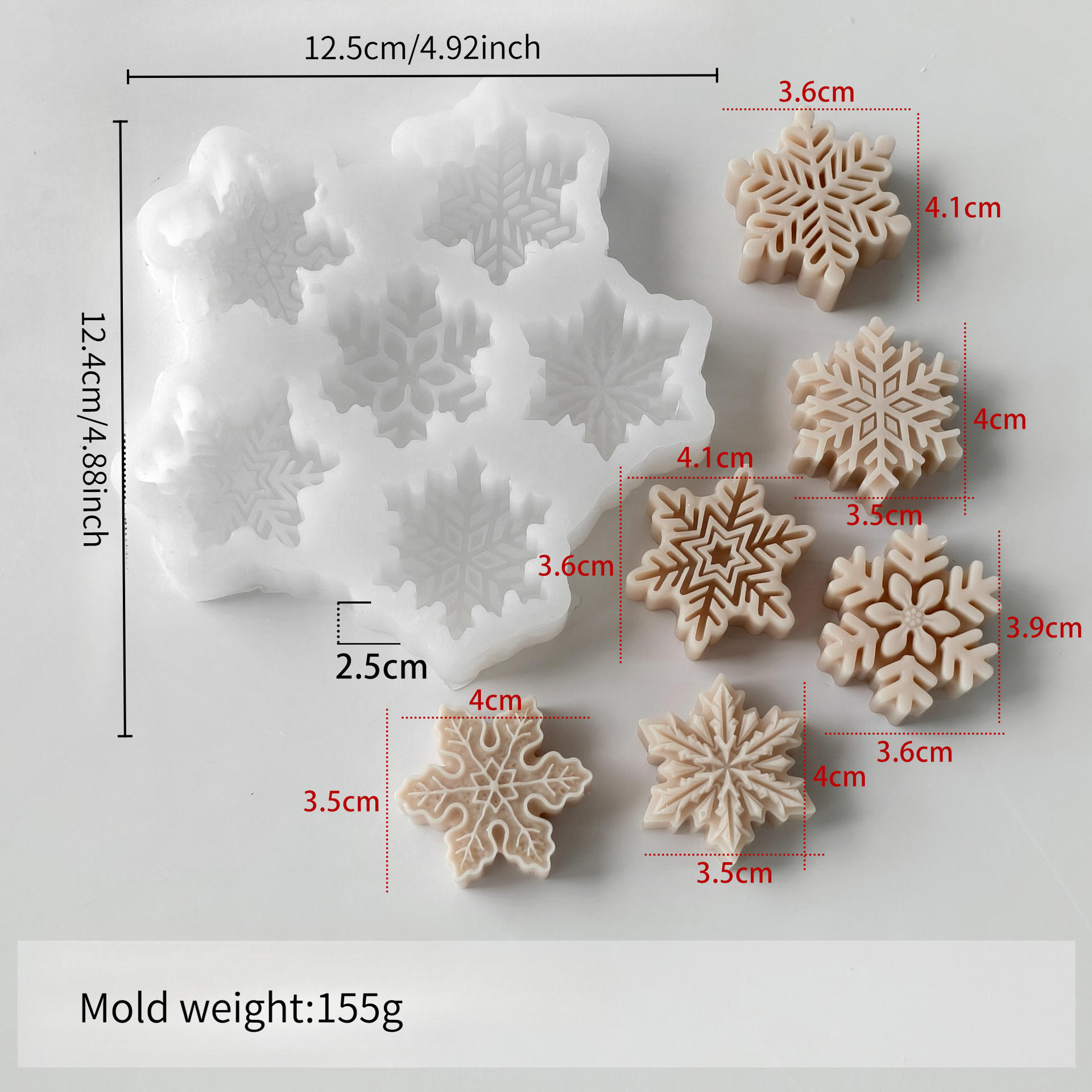 TEMU 1pc Six- Christmas Snowflake Candle Silicone Mold, Suitable For Diy Snowflake , Candles, Resin, Plaster Ornaments, And Christmas Gifts