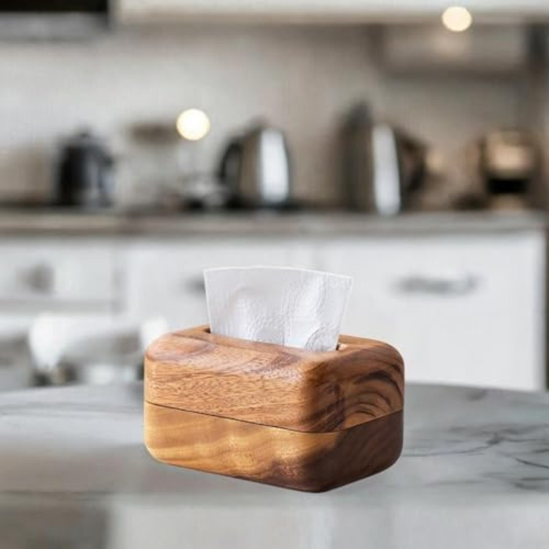 elegant wooden tissue box cover with handle round napkin dispenser for home nightstand or restaurant decor natural     living room or bathroom bathroom organizer elegant design   bathroom decor and accessories Product details 4