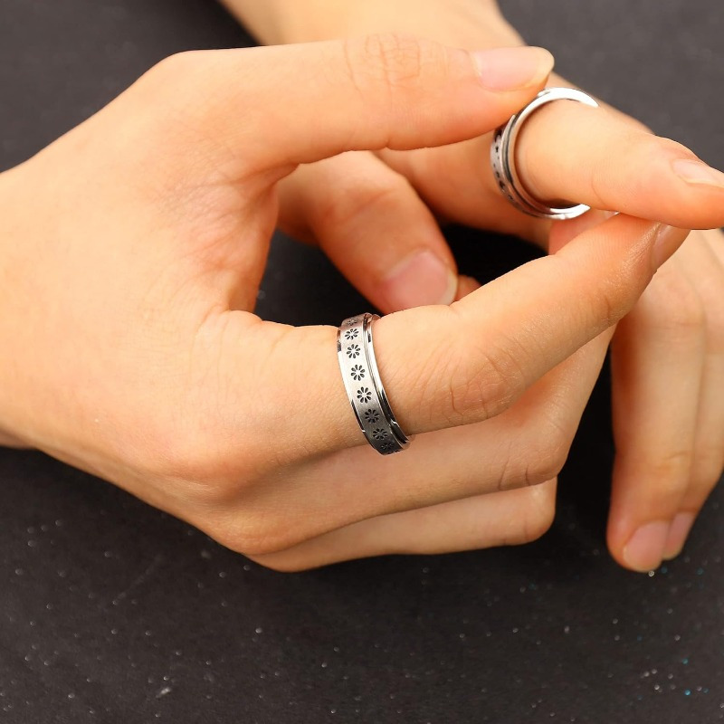 stainless steel fidget anxiety ring for women men fidget spinner rings moon star celtic stress relieving spinning ring wedding band rings set46  fidget spinner calming jewelry focus aid tool minimalist jewelry   ring smooth spinning design     fidget jewelry   tool   Product details 2