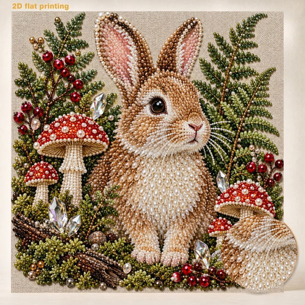 TEMU Pearl Art Painting Kit Pearl Painting Handmade Art Painting Sparkling Gemstone Rabbit Decorative Painting Wall Art Full Set Materials Round