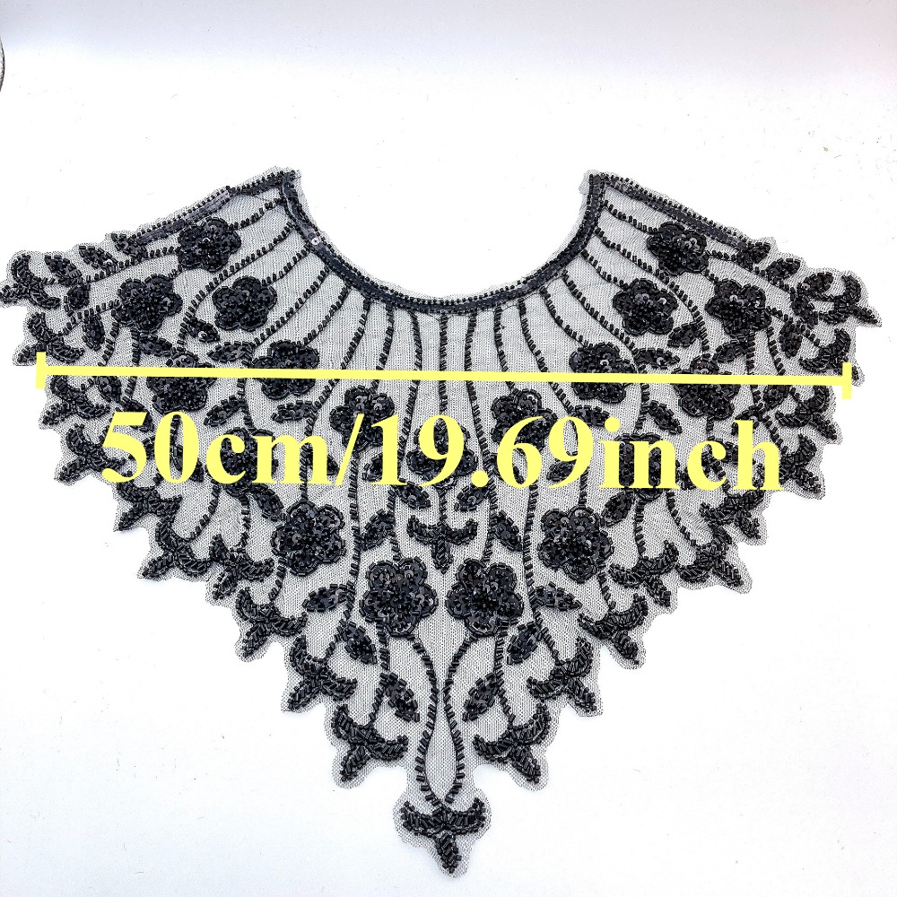 50cm Pleated Lace Trim, Floral Element Beaded Mesh