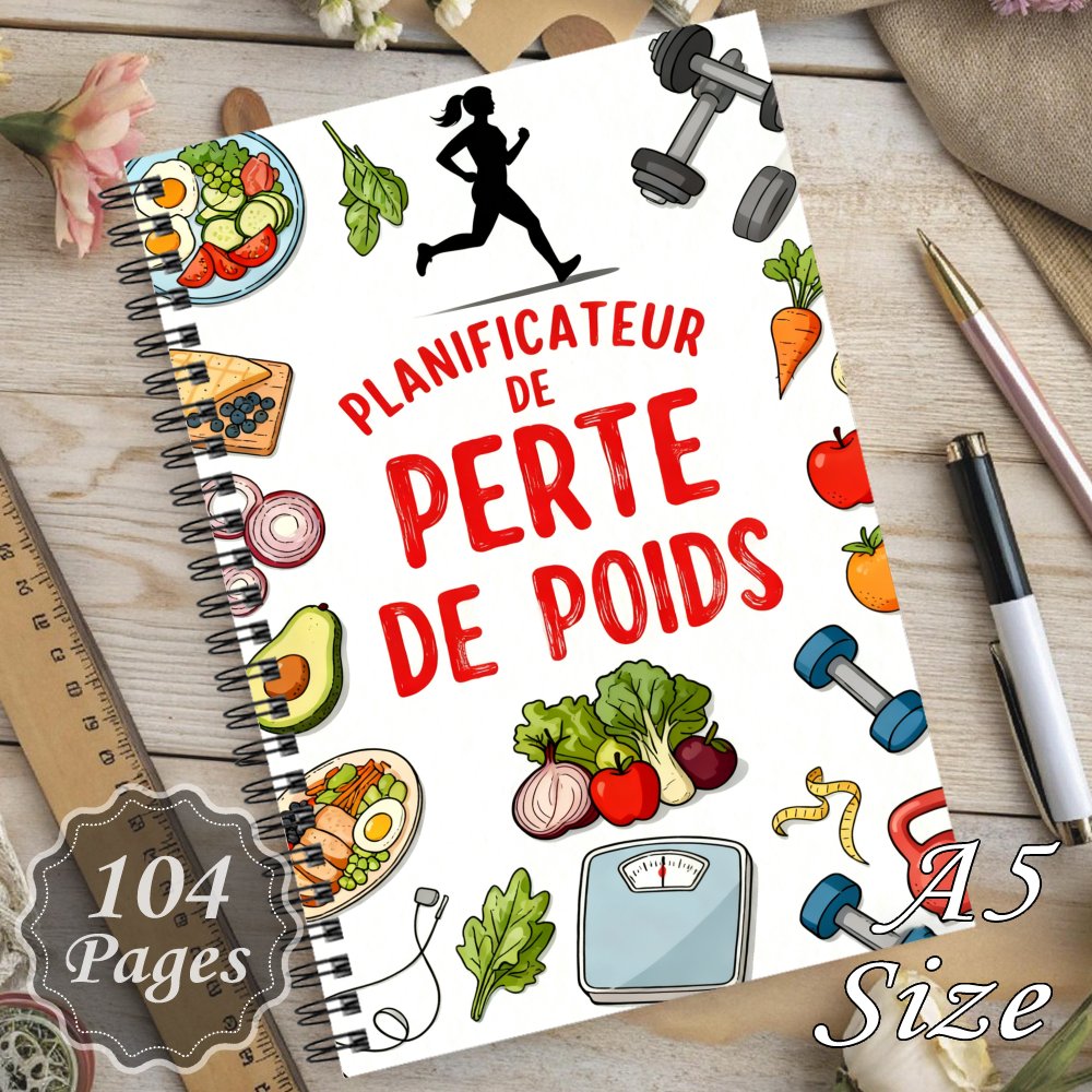 TEMU . Gewichtsverlust Planer & Fitness Tracker Journal - Französischer Fitness Planer mit Ernährungsüberwachung, , , Körpermessungen -