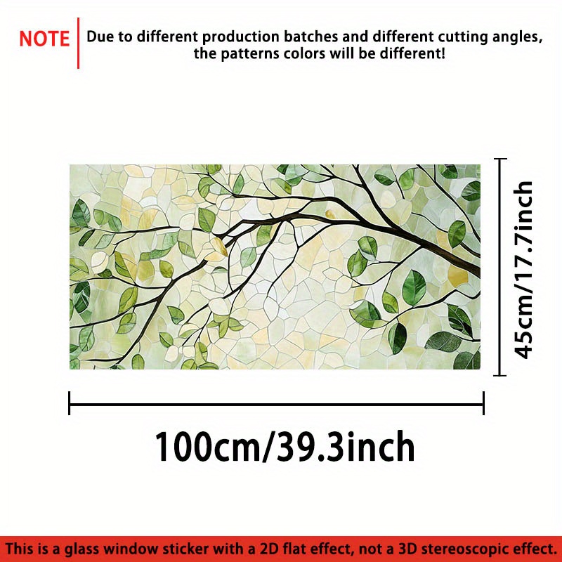 TEMU 2d Flat Transparent Glass Decal Pattern, Green Vine-shaped, Flat And Exquisite, Suitable For Home, Kitchen, Bathroom, Balcony, Party Decoration,