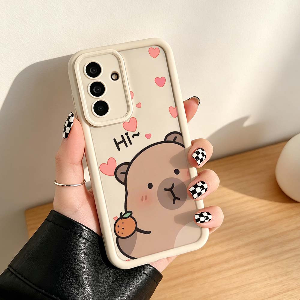TEMU Phone Case - 1pc Cartoon Capybara Heart Orange Soft Phone Cover For Galaxy A25 A26 A32 A34 A35 A36 A37 A52 A52s A54 A55 A56 A57 A71 A72 A73 A15